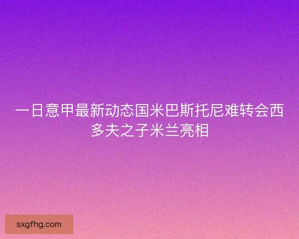 一日意甲最新动态国米巴斯托尼难转会西多夫之子米兰亮相
